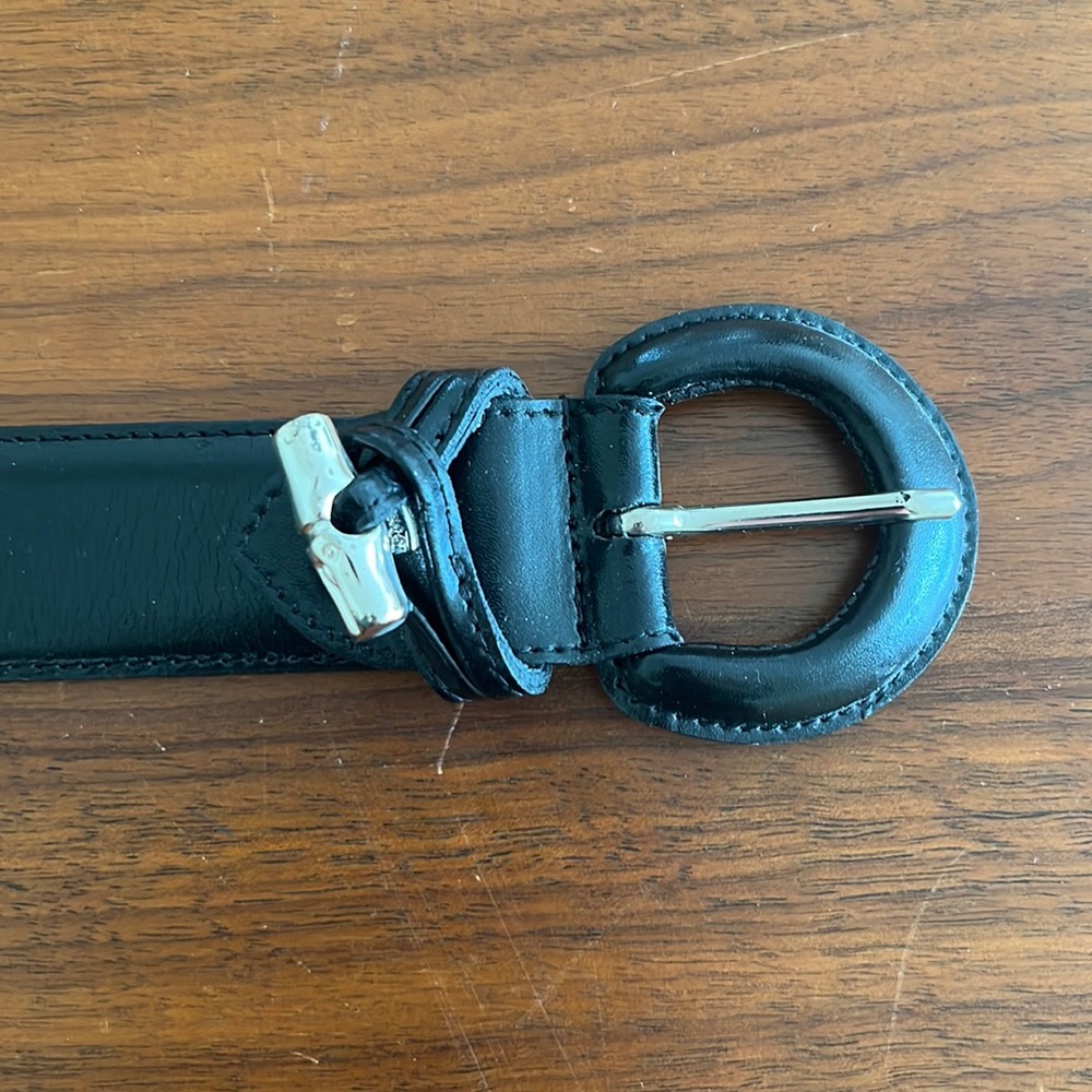 Longchamp black leather womens belt
